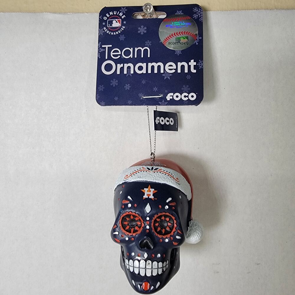 MLB Houston Astros Christmas Ornament Día de Muertos Sugar Skull - NWT